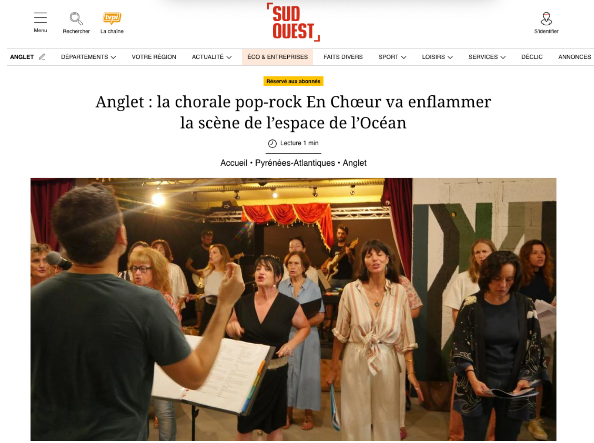 Read more about the article En Choeur in the SudOuest Newspaper !